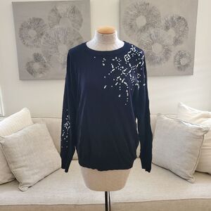 ✨ CITY CHIC ✨ Rhinestone Embellished Pullover Sweater - [Size 16 in Black]